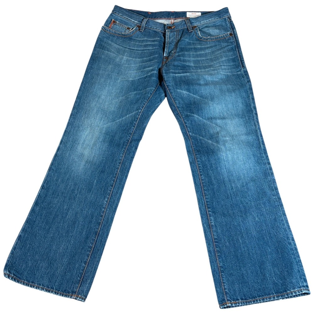 Boss Hugo Boss Regular Fit Jeans Mens 36x30 (35x29.5) Blue Denim Logo Stretch